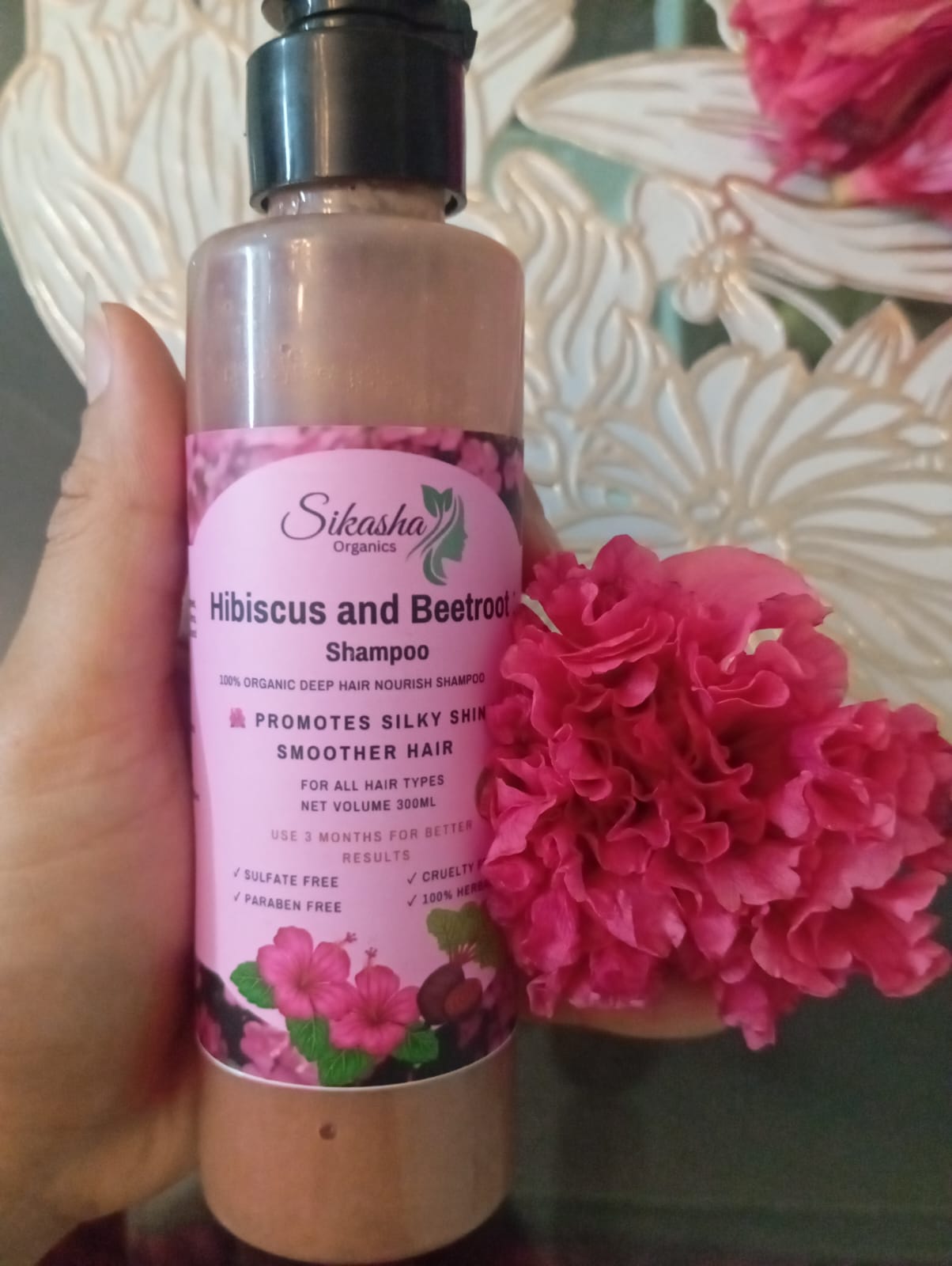 Sikasha Hibiscus & Beetroot Shampoo — Deep Nourishing Herbal Shampoo for Hair Growth & Shine | 300ml