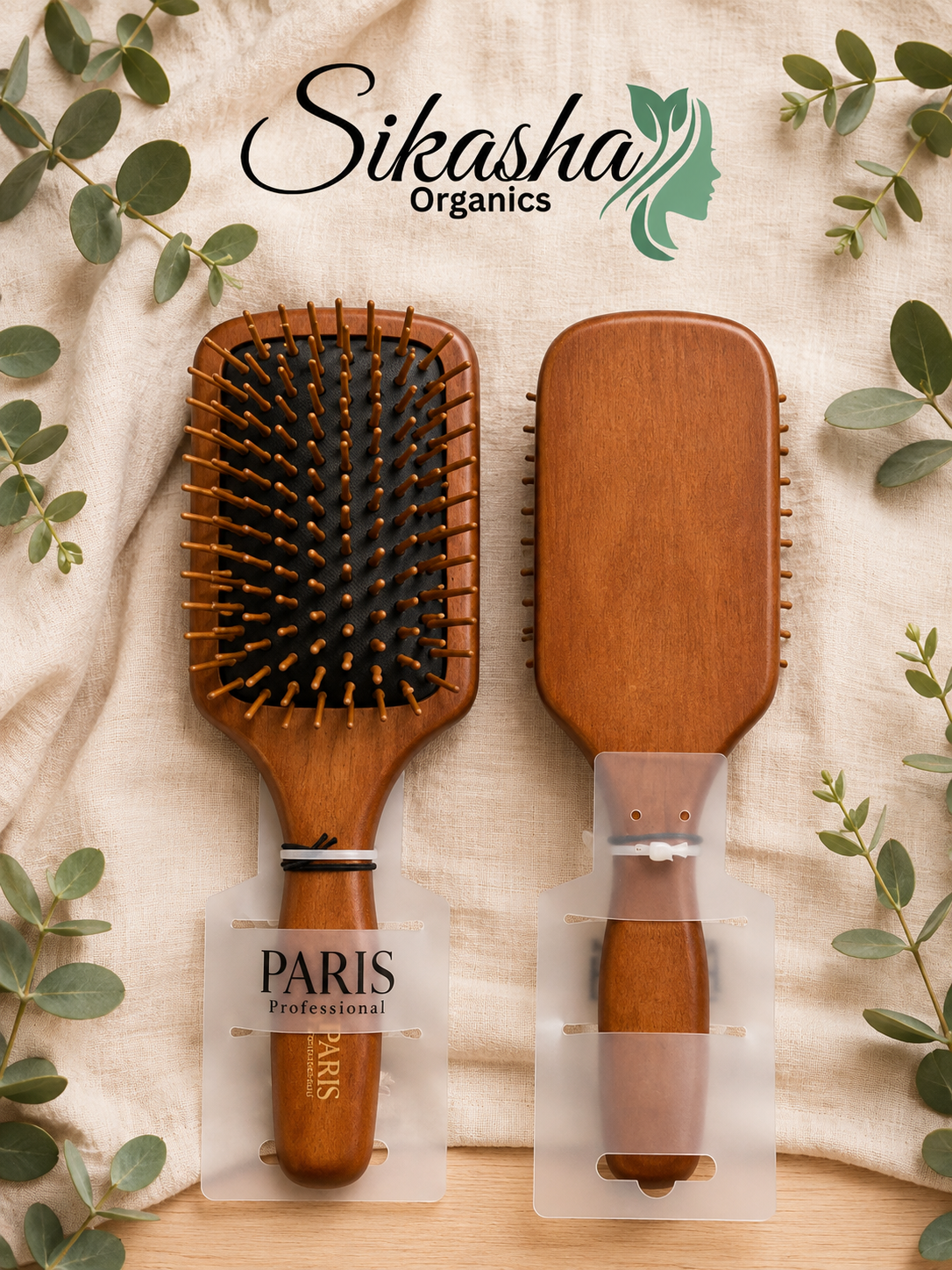 Sikasha Medium Wood Paddle Hair Brush — Natural Wood Pins | Anti-Static | Scalp Massage | For All Hair Types | 40% OFF