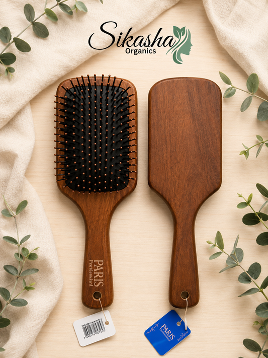 Sikasha Dark Wood Paddle Hair Brush — Professional Salon Quality | Anti-Static | Scalp Massage | 40% OFF