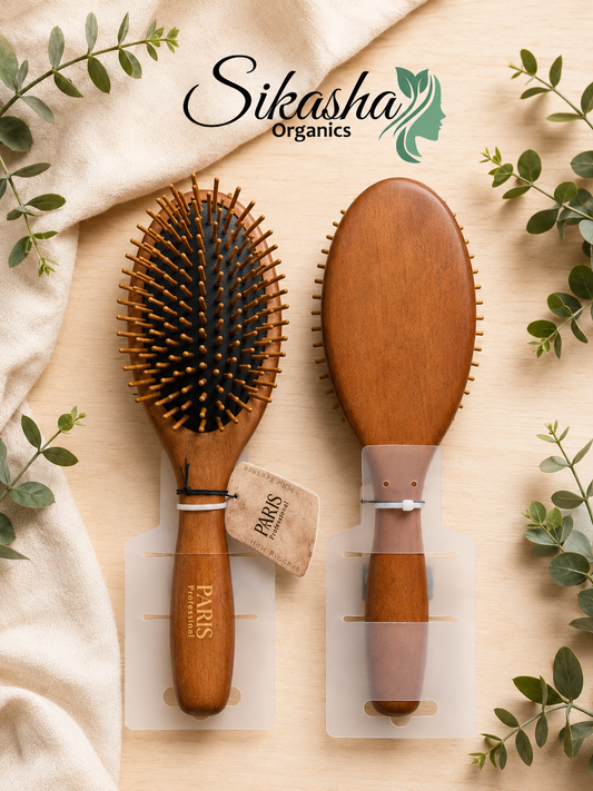 Sikasha Wood Oval Mini Hair Brush — Travel Size | Natural Wood Pins | Zero Static | 40% OFF