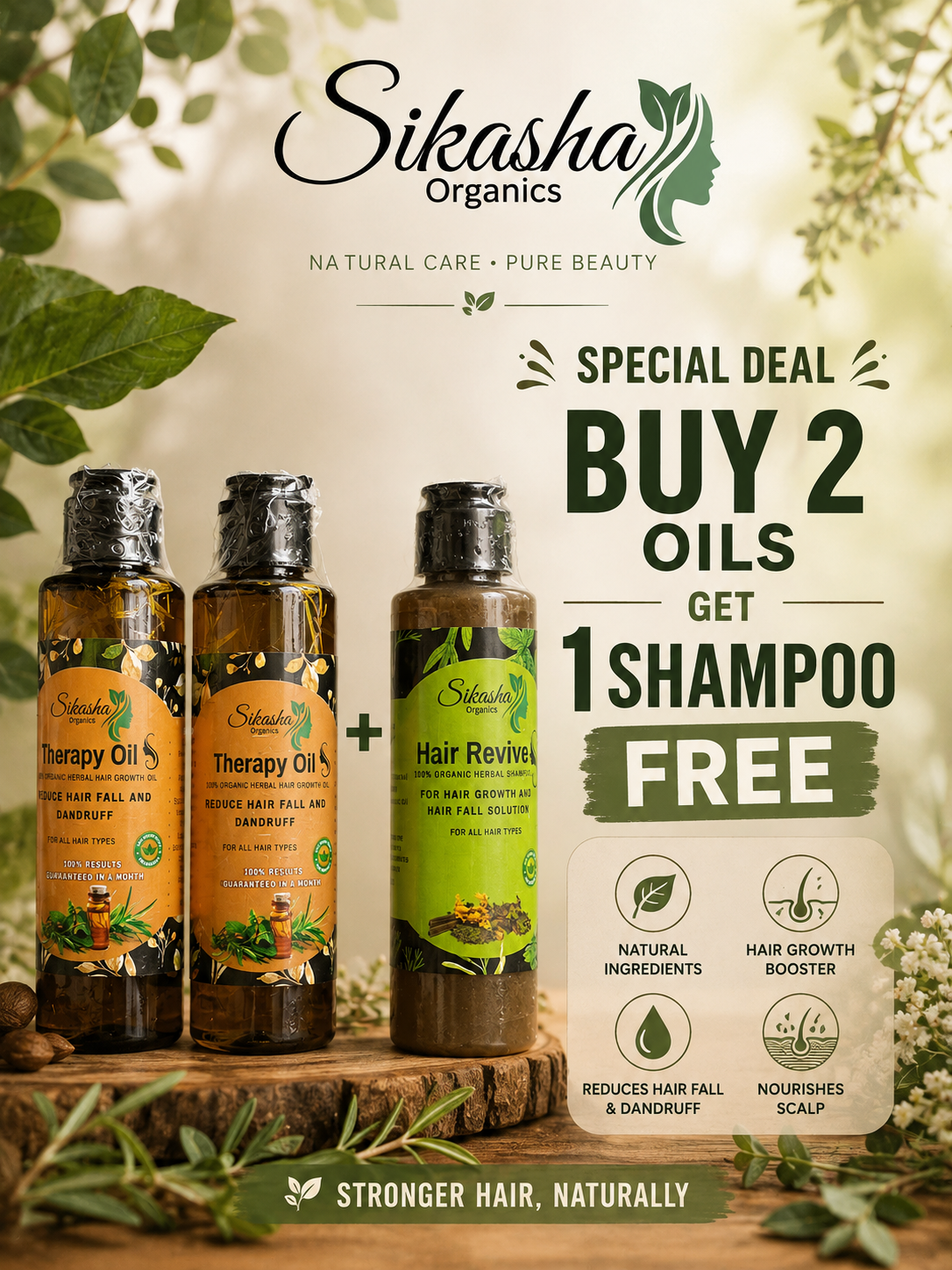 2 Therapy Oils + FREE Hair Revive Shampoo | 14 August Special