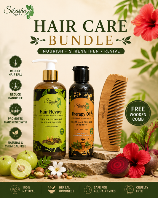 Sikasha Ultimate Hair Care Bundle — Herbal Shampoo + Therapy Oil + FREE Wooden Comb | Complete Hair Growth System