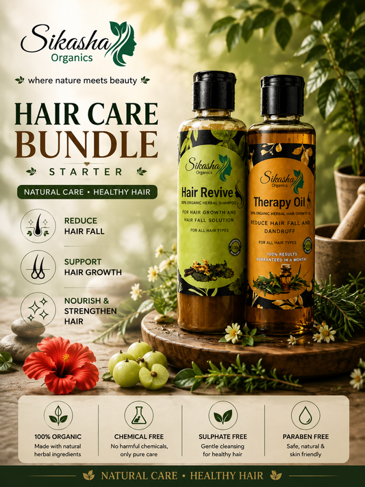 Sikasha Hair Care Bundle 3 Starter Combo | Herbal Shampoo + Hair Oil