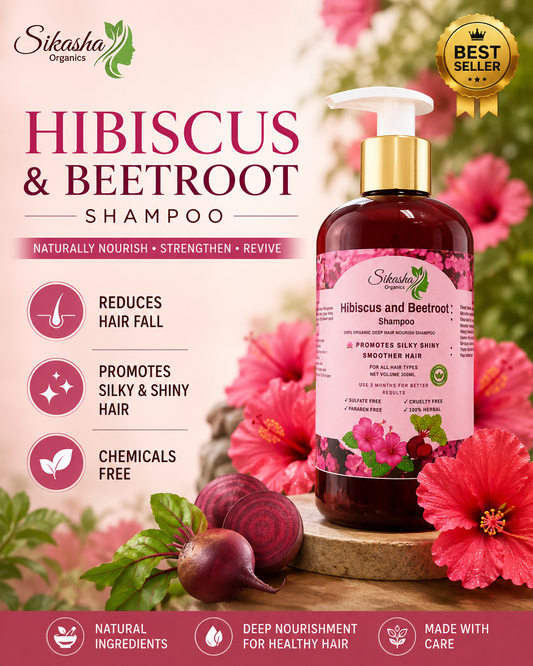 Sikasha Hibiscus & Beetroot Shampoo — Deep Nourishing Herbal Shampoo for Hair Growth & Shine | 300ml