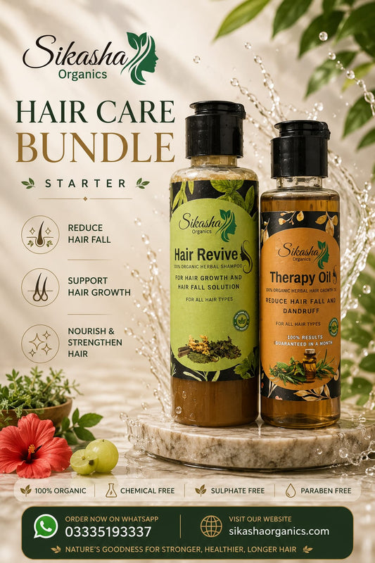Sikasha Hair Care Bundle 3 Starter Combo — Herbal Shampoo 150ml + Hair Oil 100ml |