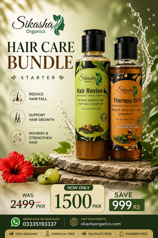 Sikasha Hair Care Bundle 3 Starter Combo — Herbal Shampoo 150ml + Hair Oil 100ml |