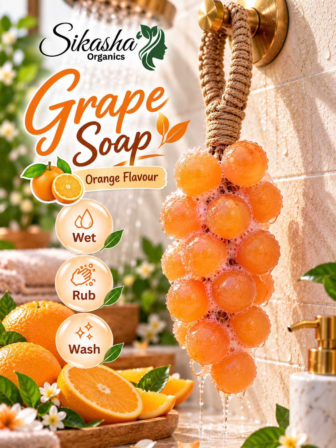 Sikasha Grape Shaped Hanging Soap — Decorative Jute Rope | 6 Colours | Bathroom Aesthetic