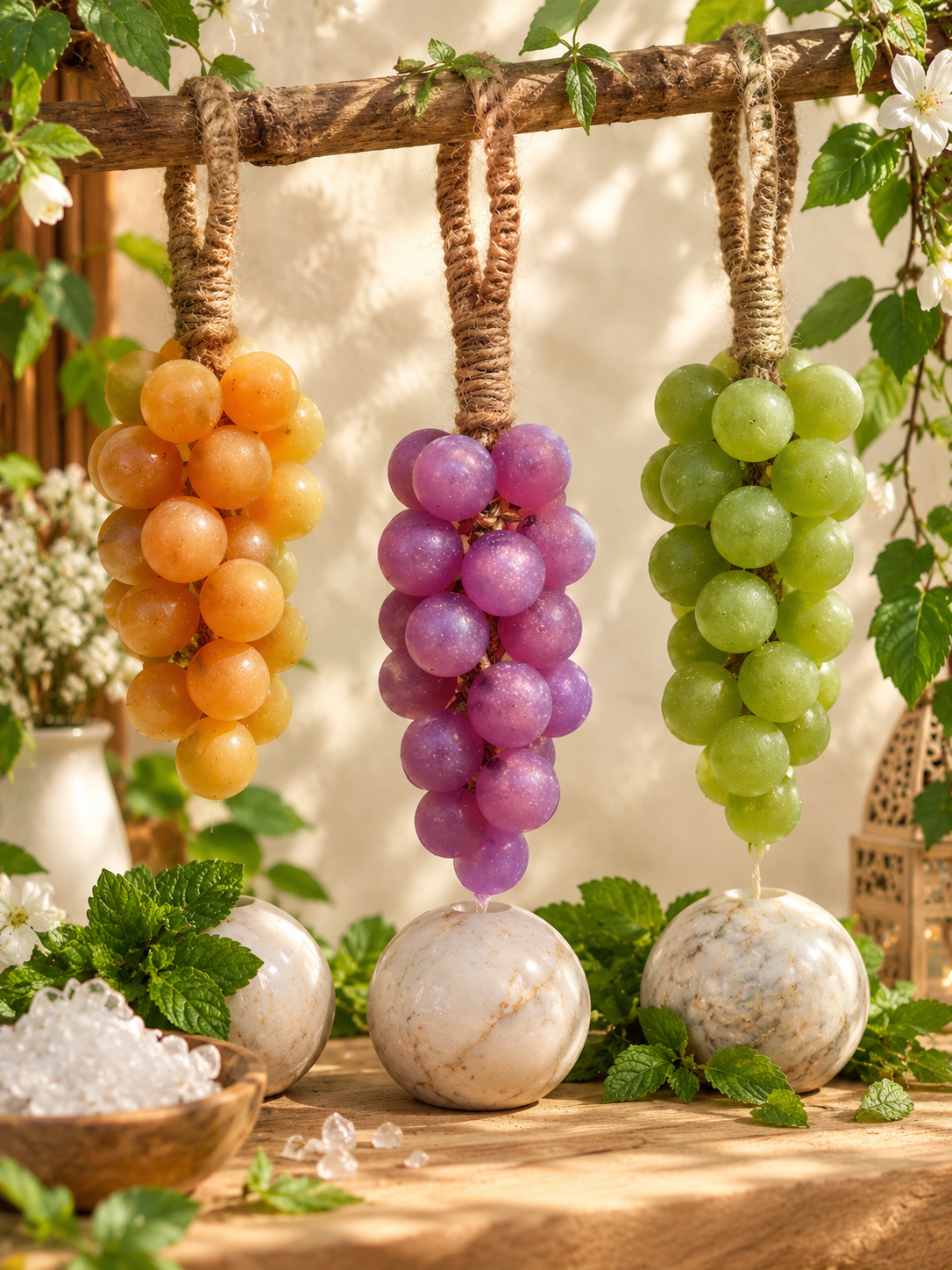 Sikasha Grape Shaped Hanging Soap — Decorative Jute Rope | 6 Colours | Bathroom Aesthetic
