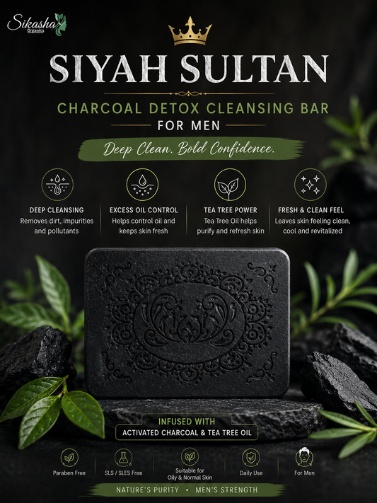 🖤 SIYAH SULTAN — Charcoal Detox Cleansing Bar for Men | Deep Clean • Oil Control • Fresh Feel | 100g